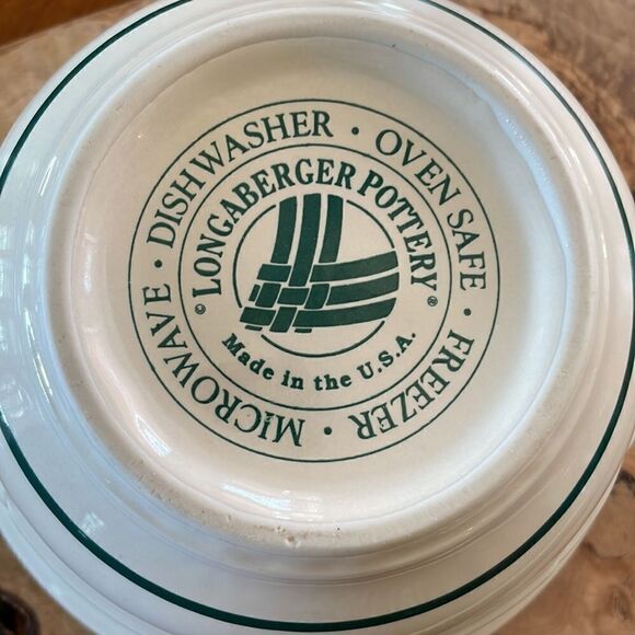 Longaberger Pottery Woven Traditions Heritage Green Mixing Bowl - Picture 4 of 6